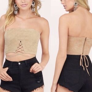 Suede Strapless Crop
